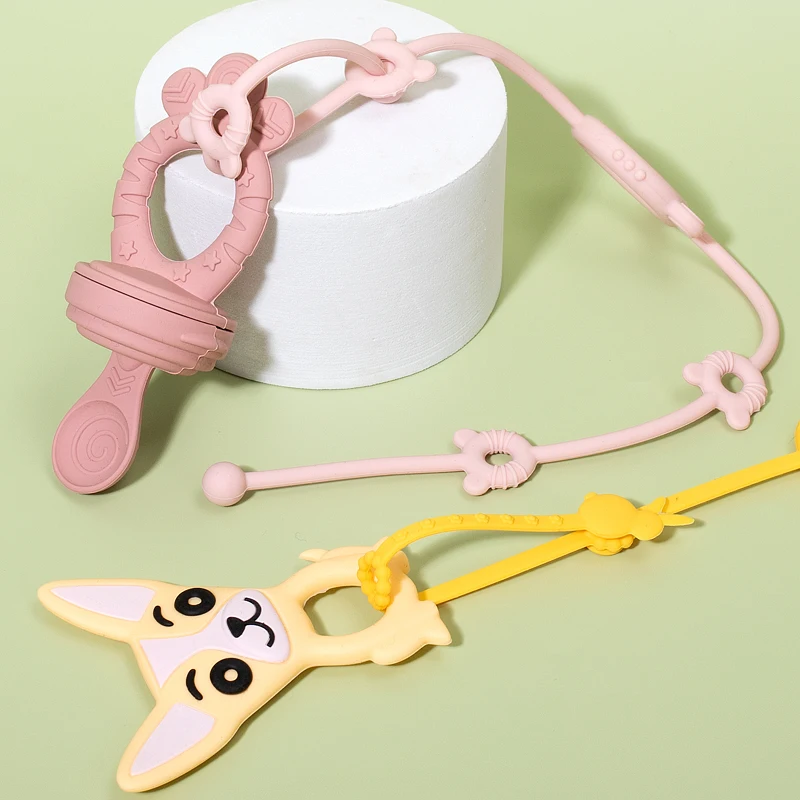Cute Baby Pacifier Chain Clip Baby Teether  Chain  Not Easy To Drop Silicone Baby Pacifier Chain Molar Toy Teething Toy