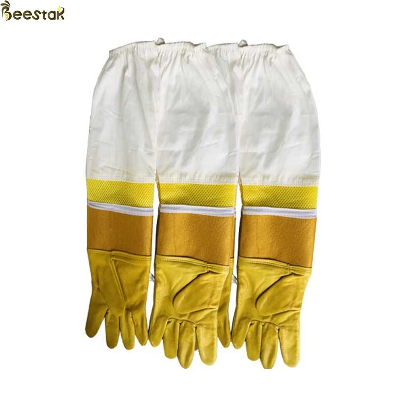 Goatskin Bee Glove Thick Leather Wrist Protector Bee Keeping Gloves long cuff for Beekeeping Supplier