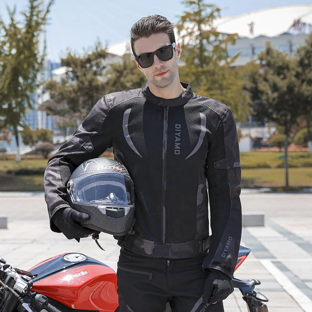 600D Oxford Cloth Motorcycle Jacket Summer Mesh Breathable Motocross Riding Jacket Men Reflective Protective Gear Moto Jacket