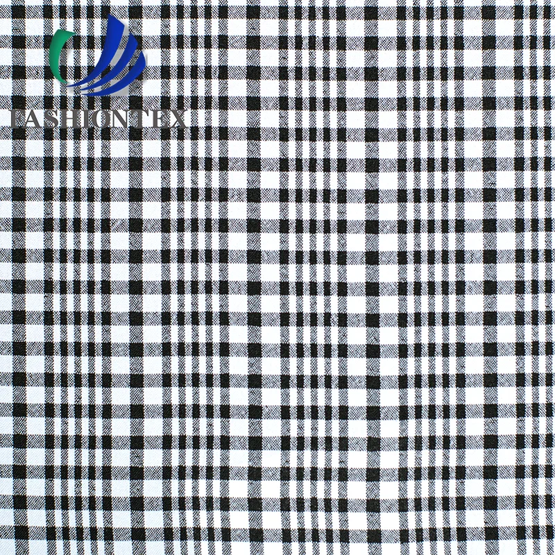 Fashiontex 150D black and white plaid plain shirting fabric suit 100% polyester luxury jacquard fabric