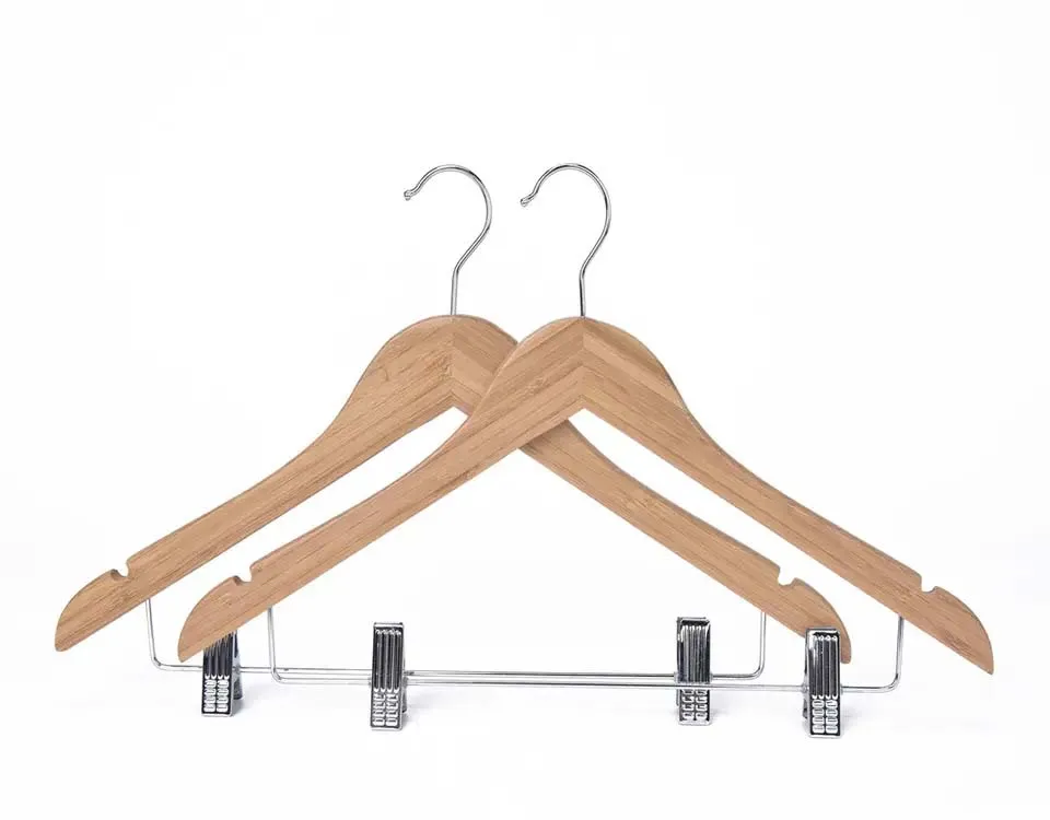 Custom Logo Clothing Shop Luxury Clothing Hanger Non Slip With Clip Kids Adult Wood Hanger for Clothes