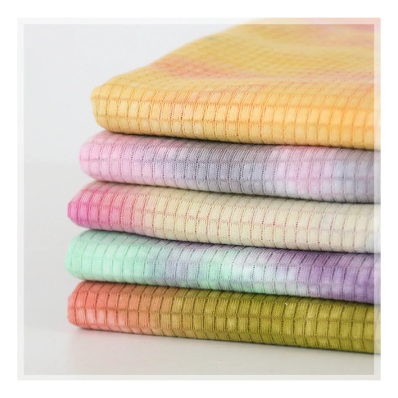 Free A4 sample service 160gsm Knit 100%cotton tie dye rib fabric for garment