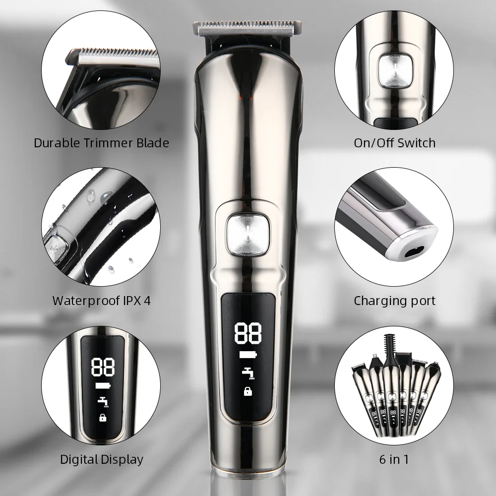 Hair Trimmergrooming Hair Trimmers Clipperstrimmer Set Electric Behair Cut Machine Clipper Set Customized Waterproof IPX4 6 in 1