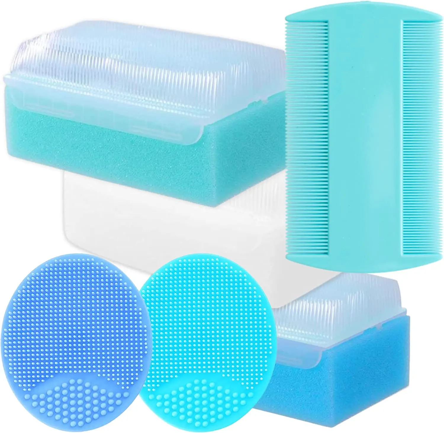 Newborns Bath Sponges Baby Cradle Cap Treatment Fine Tooth Comb Brush
