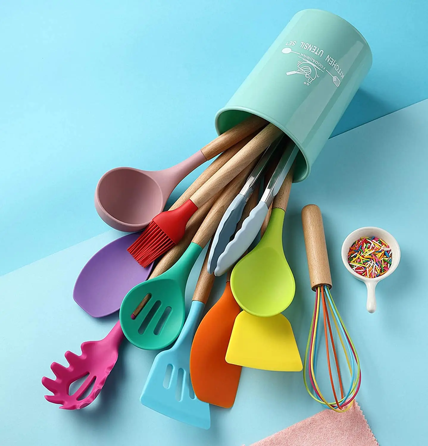 
10pcs/set kitchen utensils set silicone cooking kitchen accessories utensil set 