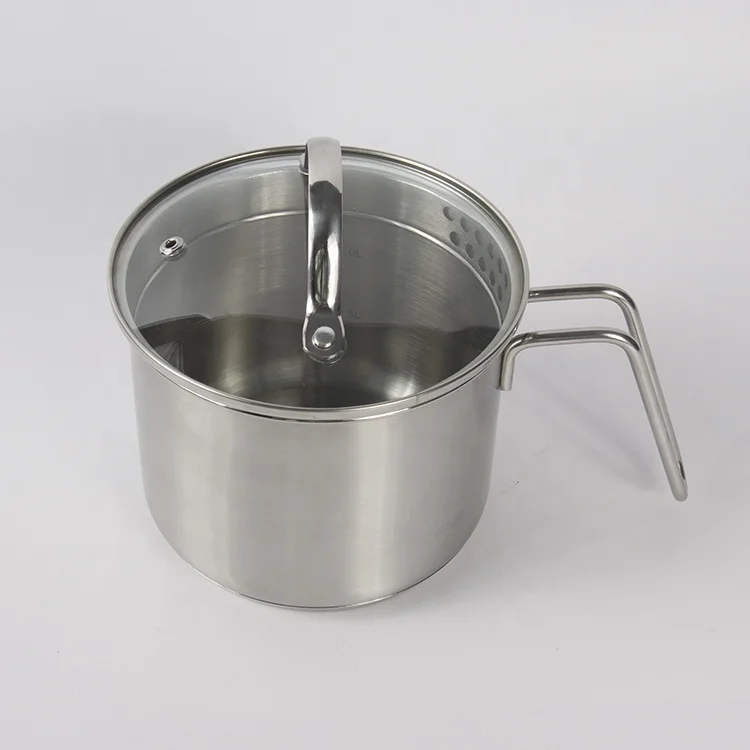 Multipurpose Small Pour Spout Induction base 1.5 Quart Stainless Steel milk Boiling pot Saucepan With Glass Lid