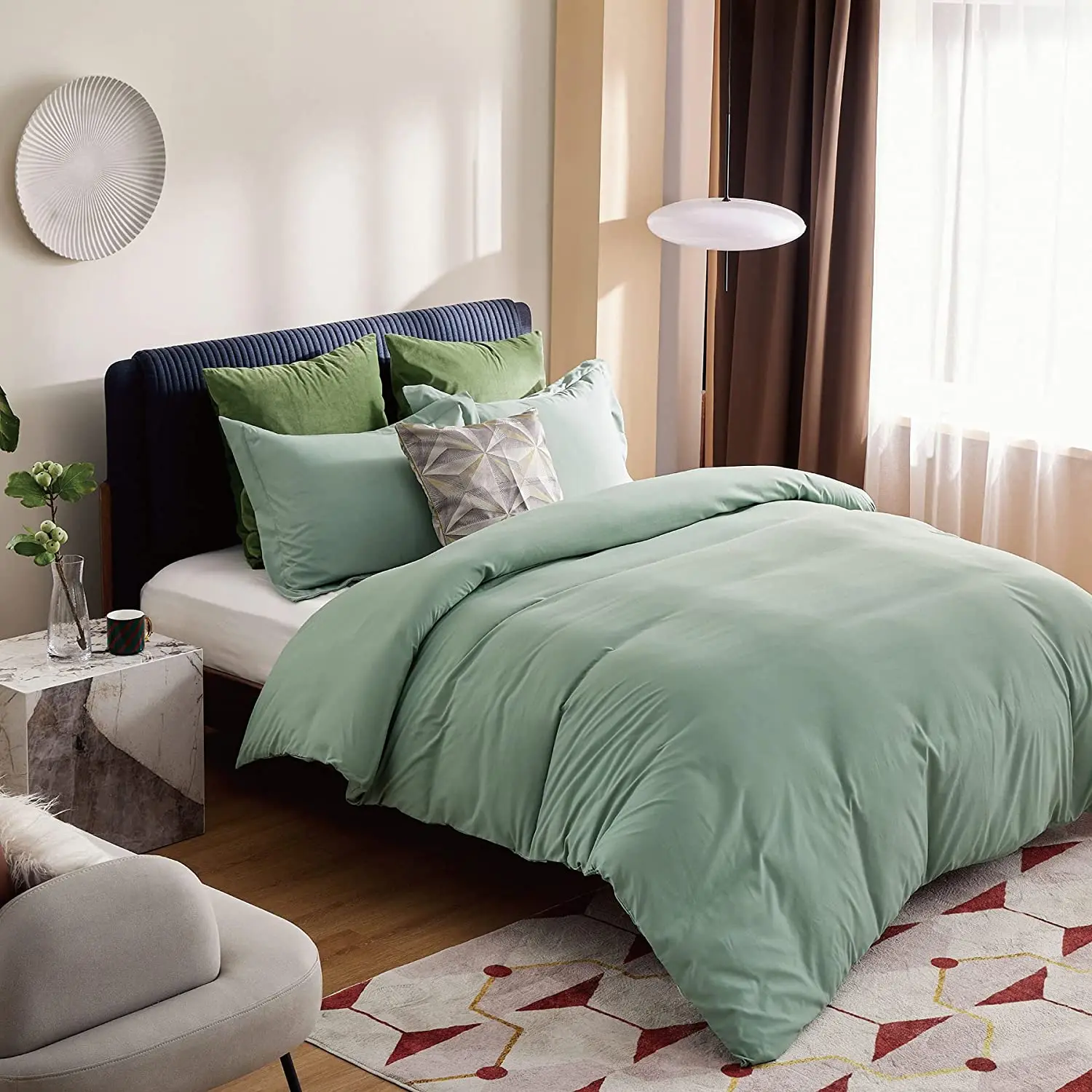 100% Washed Cotton Soft All Season Luxury 3 Piece Queen Size Brushed Microfiber Bedding Duvet Cover