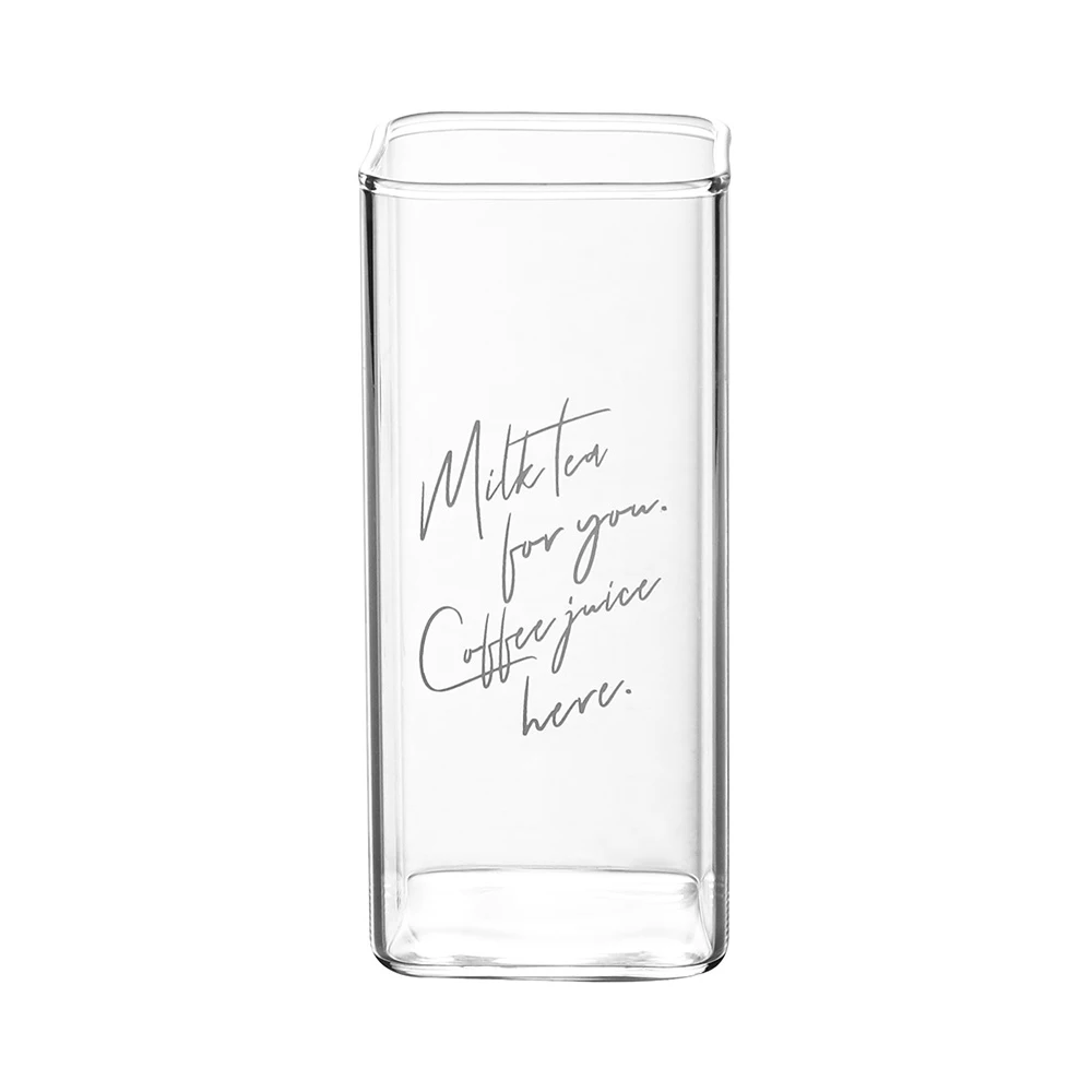Heat Resistant Square Glass Home Breakfast Milk Cup Square Mouth Cup Creative Beverage Juice Cup