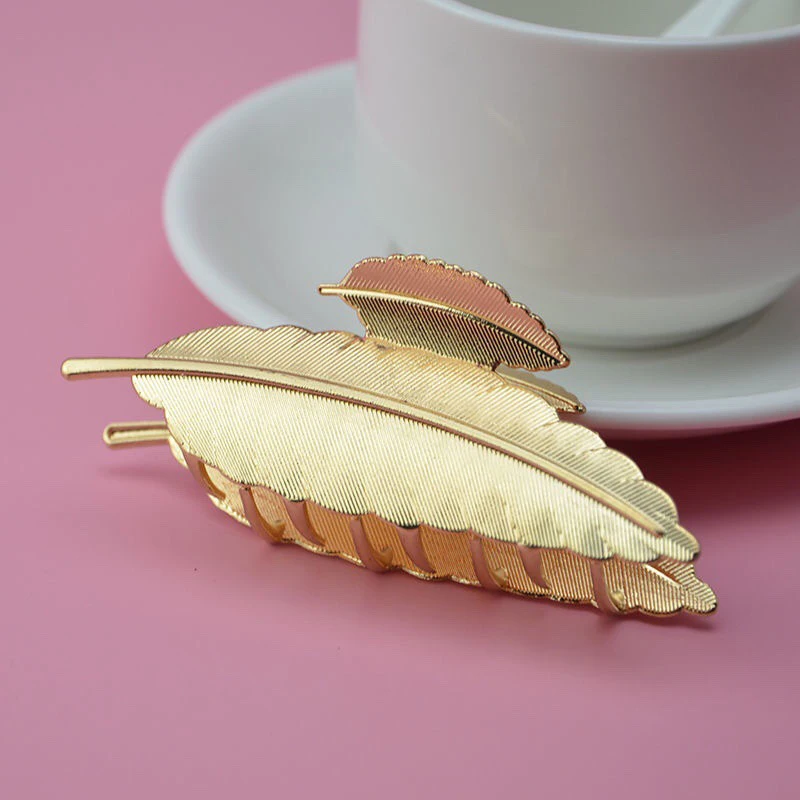 top grade high quality Gold color leaf hair shark clip fashion hair accessory female alloy hairpins clips