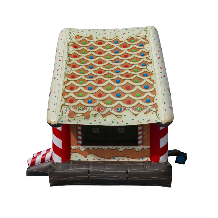 Kids Inflatable Christmas Jumping Bouncy Castle Bounce House Combo Gingerbread Bouncer Slide with Blower for Rent Party Events