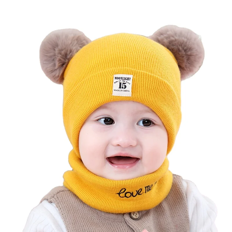 
autumn and winter boy and girl warm hat cartoon Baby Hat kids knitted hat 