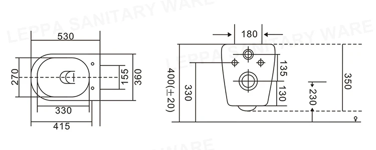 European Newest Mute Wc Rimless Mounted Toilet Single Hole Flushing Bowl Wall Hung
