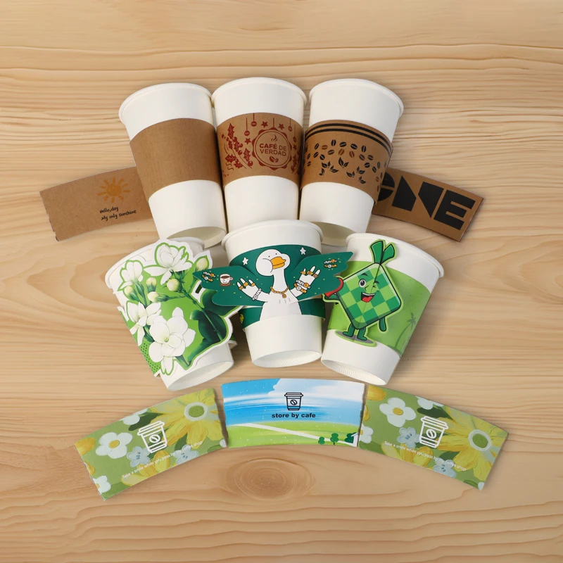 Factory direct single-sided polyethylene coated corrugated cup sleeves ranging from 4 ounces to 22 ounces