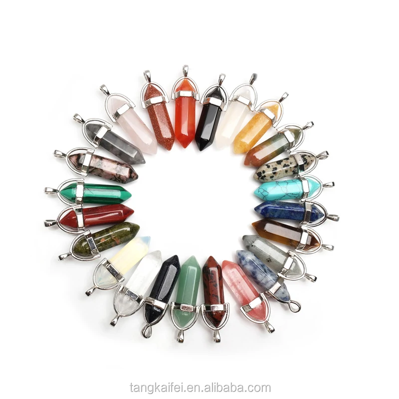 Wholesale    natural Chakra  crystal quartz double point Pendants Crystal Healing Wands for gift