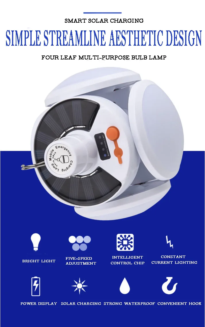 Solar Camping Light With Led Lantern Folding Football Bulbs Rechargeable Light With Cable For Camping Outdoor Office Tent