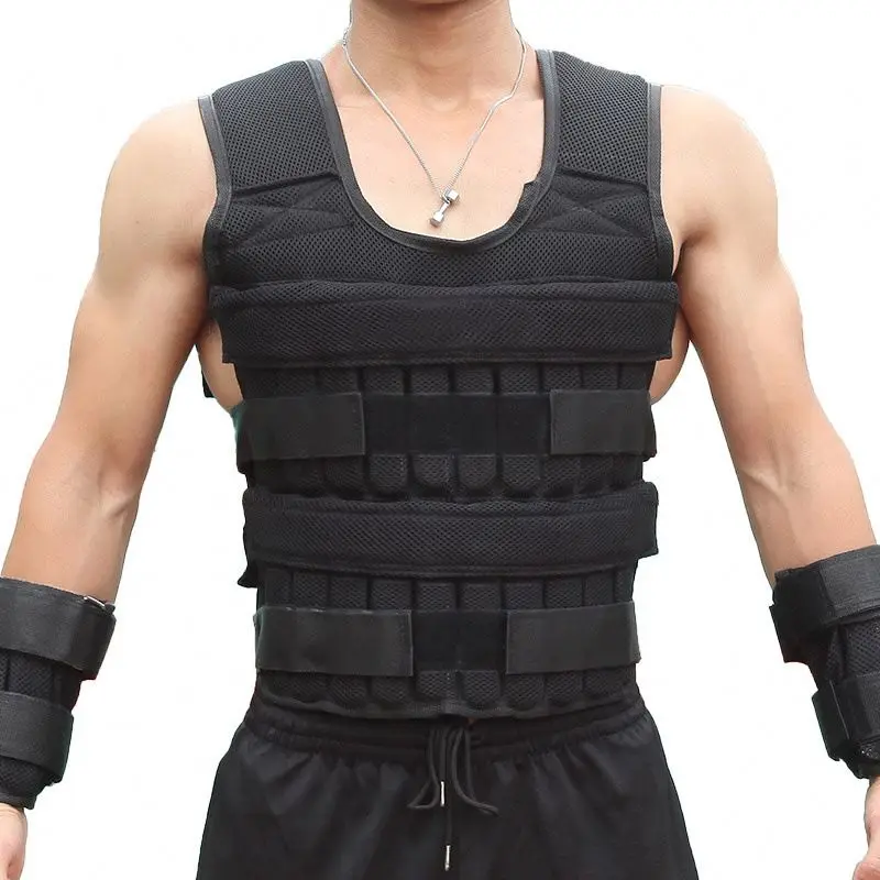 35KG Loading Weight Vest For Boxing Weight Training Workout Fitness Gym Equipment Adjustable Waistcoat Jacket Sand Clothing