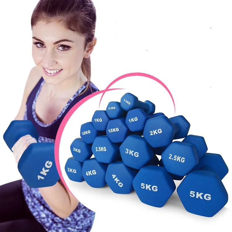 Hot Sale Colorful Home Fitness Gym Weights Cast Iron Factory Neoprene Hex Wholesale Neoprene Dumbbell Matt KG Women Box EM 15cm