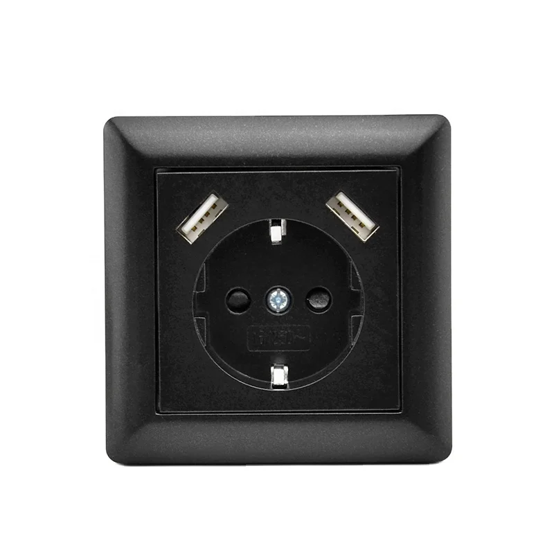 Сертификация TUV настенная розетка Schuko 16 А с системой 2 usb 55 огнестойких ПК V0 заземляющая контактная зарядное