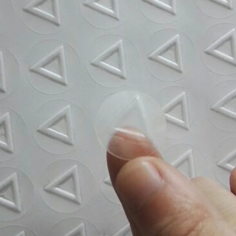 Индивидуальные треугольные приподнятые клейкие этикетки наклейки в рулоне упаковка на заказ виниловые прозрачные тактильные предупреждающие