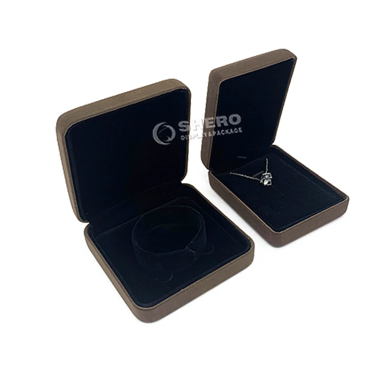 High Grade Packing Box Jewellery Velvet Luxury Velvet Jewelry Set Box Bracelets Necklaces Ring Packaging Boxes