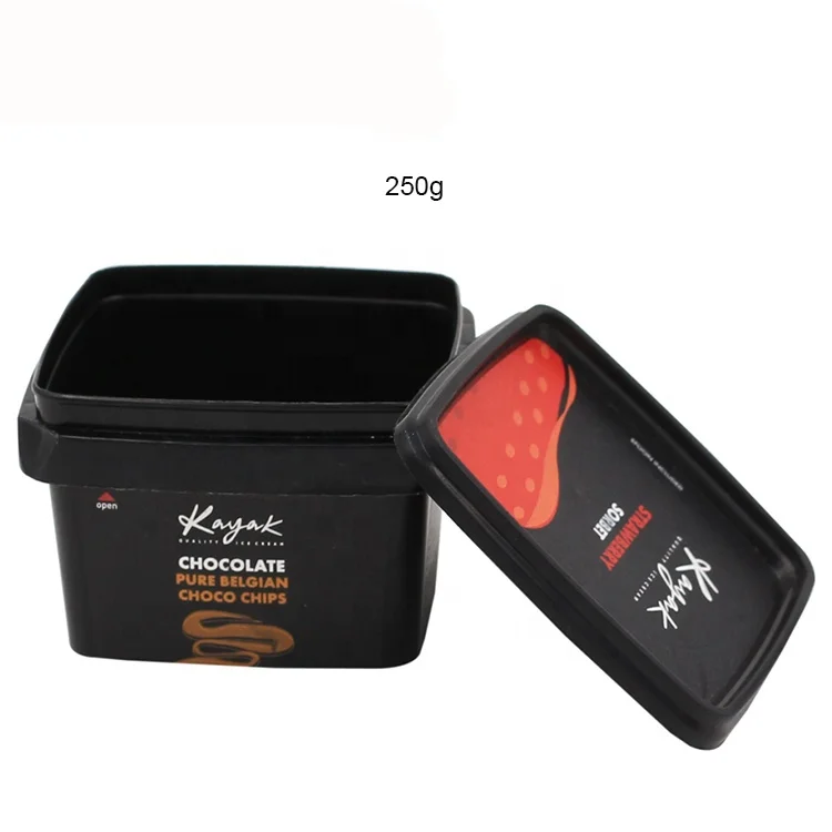 Promotion disposable 250g square custom logo IML pp plastic margarine container margarine container cheese container for packing