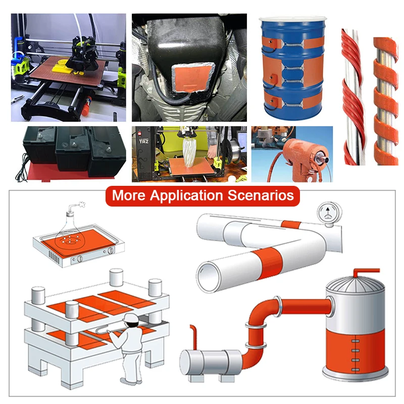 BRIGHT 220V 300W Industrial 20*3000Mm Flexible Electric Pipe Band Silicone Heating Belt Heater for  Valve body warming