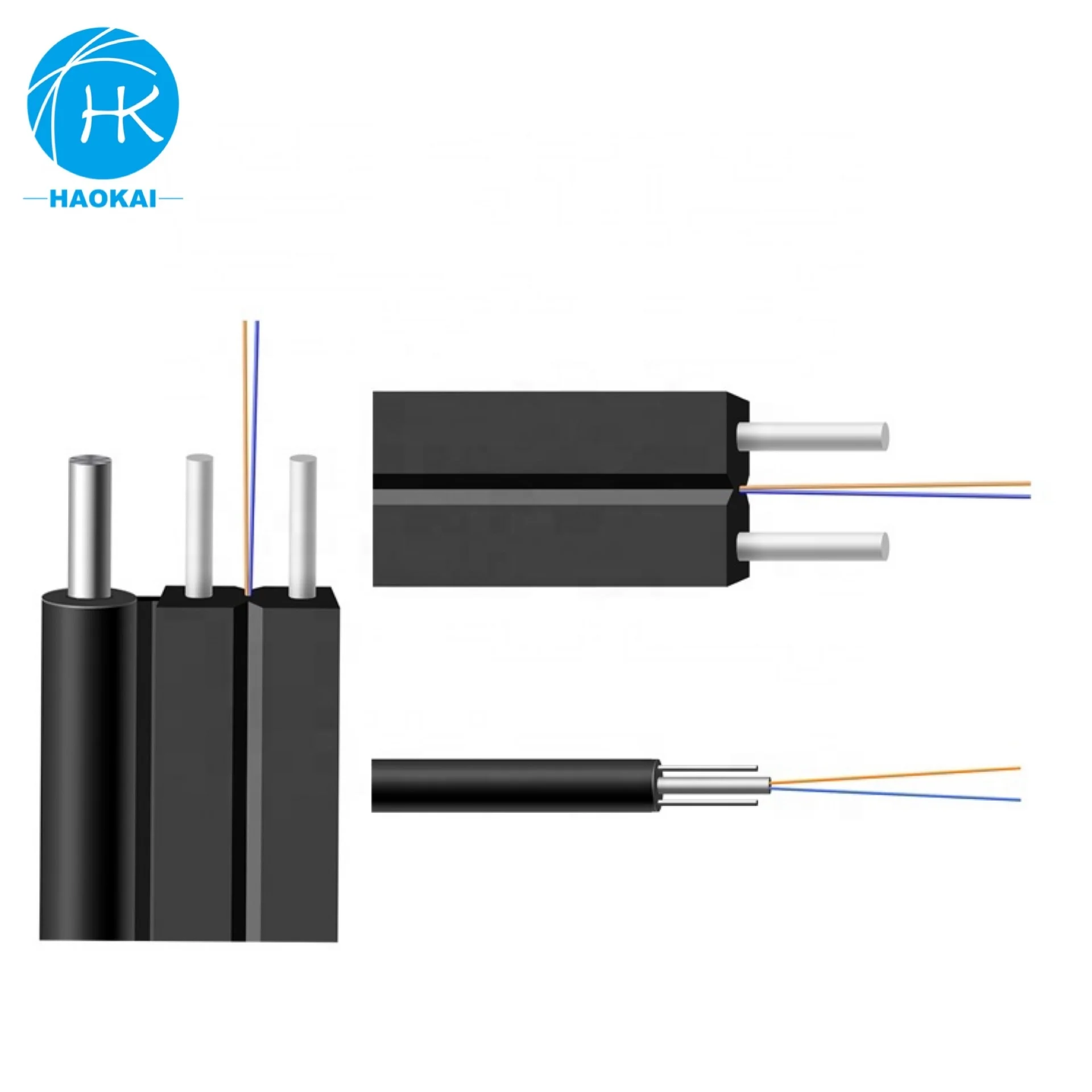 Type FTTH Drop Cable 2 Fibers Self-supporting Bow FRP or Steel CE Rohs PVC or LSZH FTTH FTTB FTTX Network 2.0mm*3.5mm CN;GUA