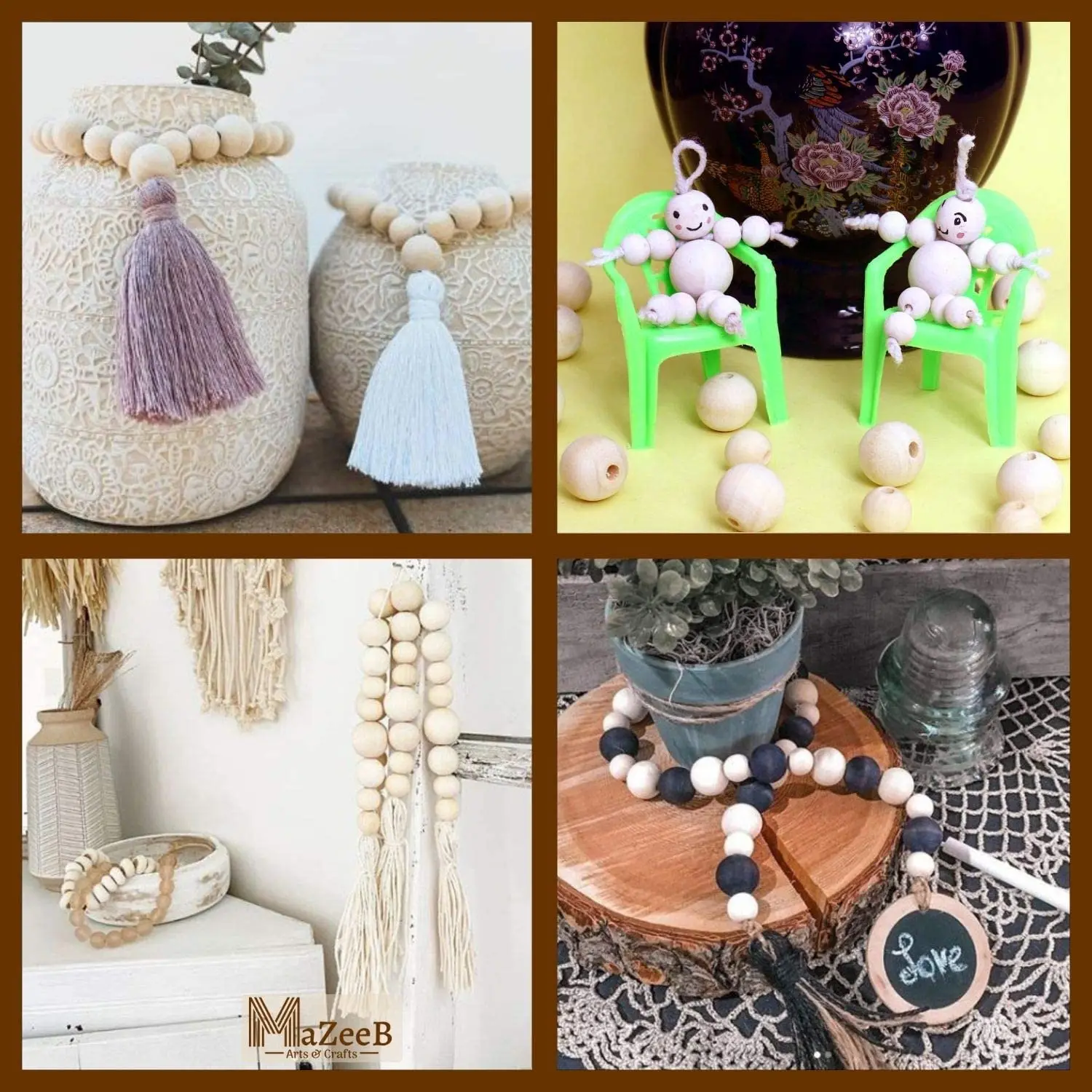 wholesale custom Cheap High quality 8mm 10mm 12mm 14mm 16mm 18mm 20mm diy Wooden Beads for Crafts with Jute Twine