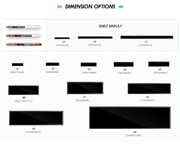 Customized Shelf Edge Digital Signage Ultra Wide Stretch Bar Lcd Display Monitor Advertising Screen For Retail Shop