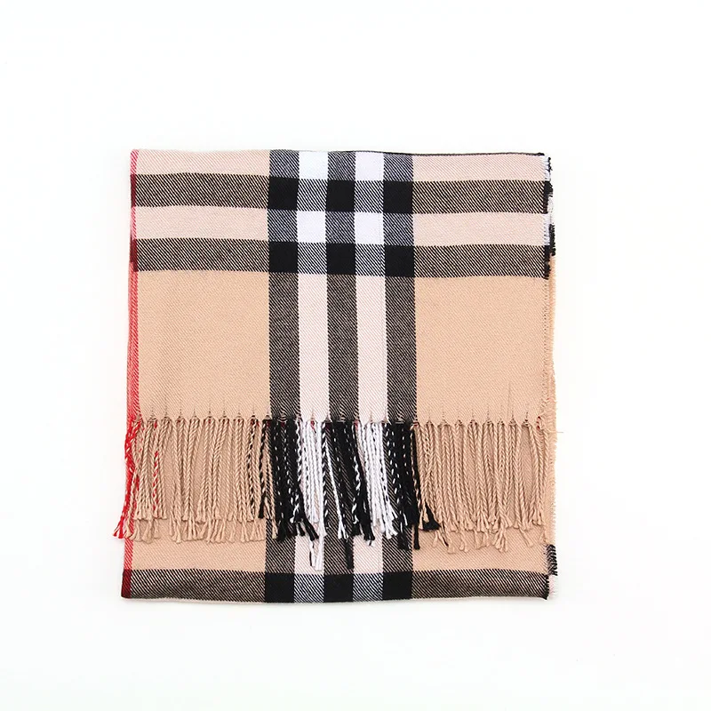 Дизайнерские теплые мягкие шарфы на шею шаль для мужчин и женщин клетчатый кашемировый зимний шарф с