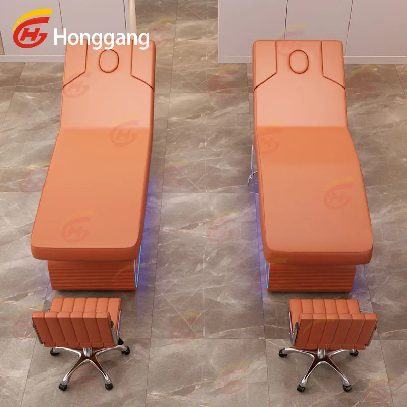 Large Solid wooden Base Hair Thermal Therapy Vibration Electric 3 Motors Cosmetic Massage Bed With Storage