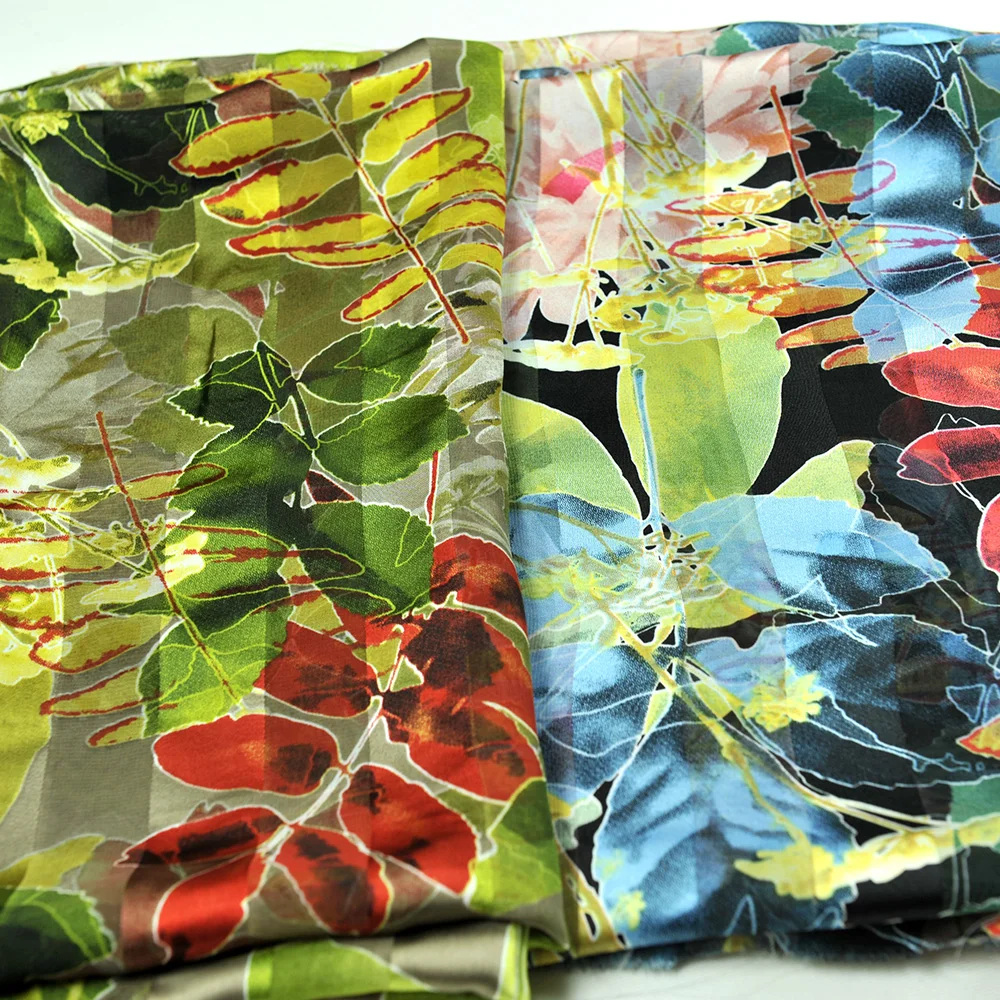 Elegant flower printed silk satin stripe chiffon georgette Dubai China fabric