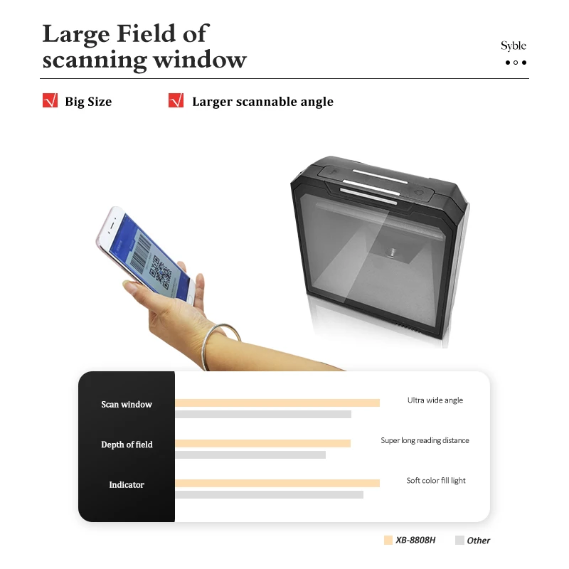 XB-8808H Syble Cost Effective Supermarket Price Checker 2D QR Code Reader Desktop Barcode Scanner