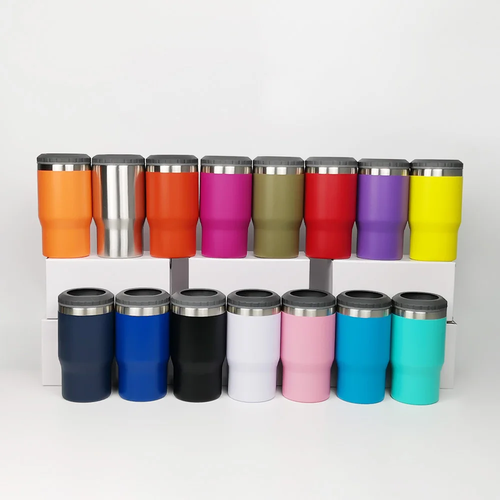 LEAPING Stainless Steel Triple Insulated Coozies 4 in 1 Can Cooler for 12 oz Skinny or Standard Can