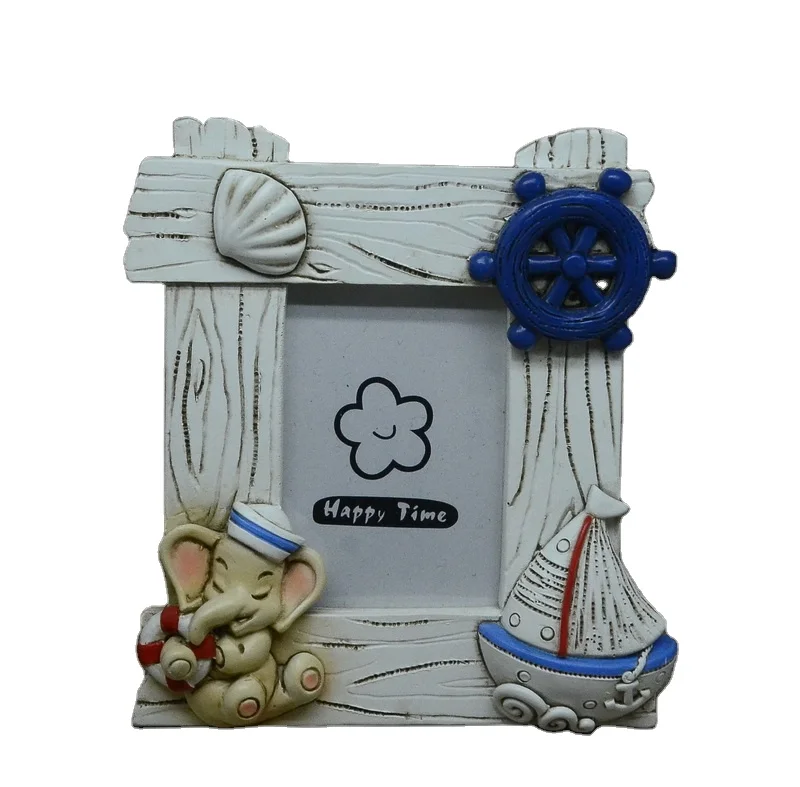 
polyresin baby picture frame resin ocean with bear photo frame for children 