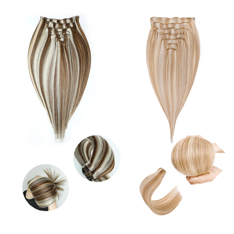Clip in Hair Extensions Human Hair Full Head Machine Remy Double Weft Piano Hair Clips Extensions