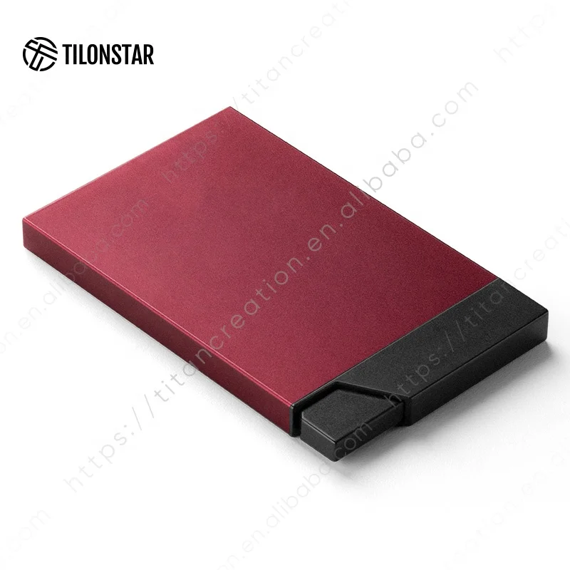 Customized Logo New Patented Quick Hold 8 Cards Access RFID Blocking Slim Aluminum Metal Pop Up Wallets Credit Card Holder