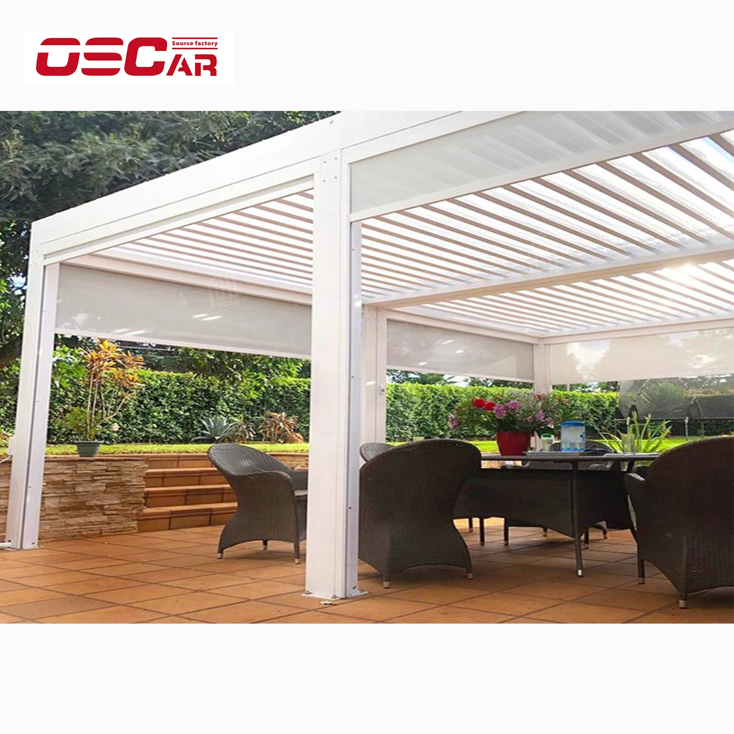 Custom Retractable Louvered Roof Balcony Pergola Gazebo Courtyard summerhouses Sunshade Patio aluminum Pergola canopy for sale