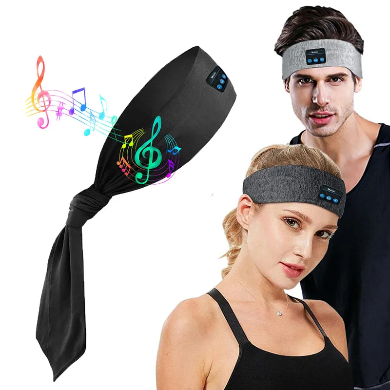 Handsfree Gym Sports Blue tooth Headphones Headband Wireless Washable Running Smart Sweatband Fitness Music Hair Band