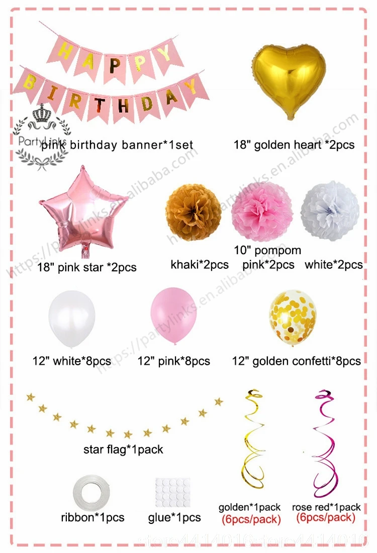 40pcs/set Happy Birthday Balloon Set Birthday Party Diy Decoration Venue Layout Balloon Decoration Baby Show