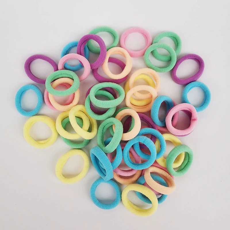 wholesale fashion nylon hair ties 50 pcs per set 3 cm towel high elastic baby hair bands girls