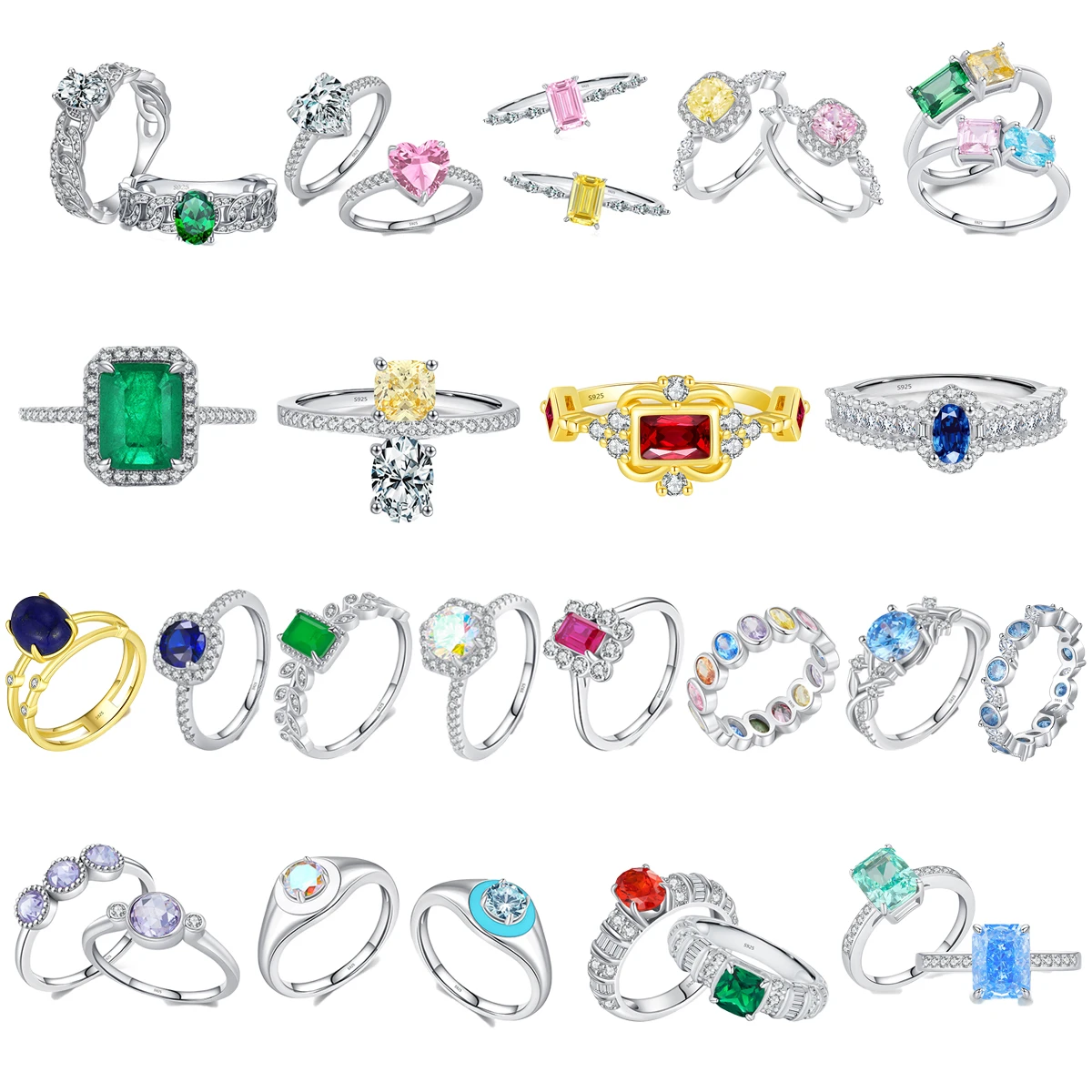 High Quality Fashion Jewelry Engagement Colorful Jewelry Rings S925 Sterling Silver 5a Zirconia Hypoallergenic Ring collection
