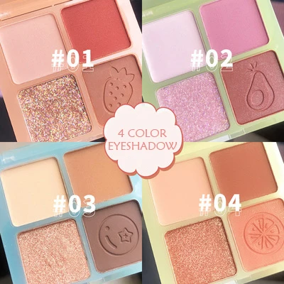 2022 NEW cosmetic products 4 colors eyeshadow acrylic colorless logo glitter and matte for eye maquillage palette