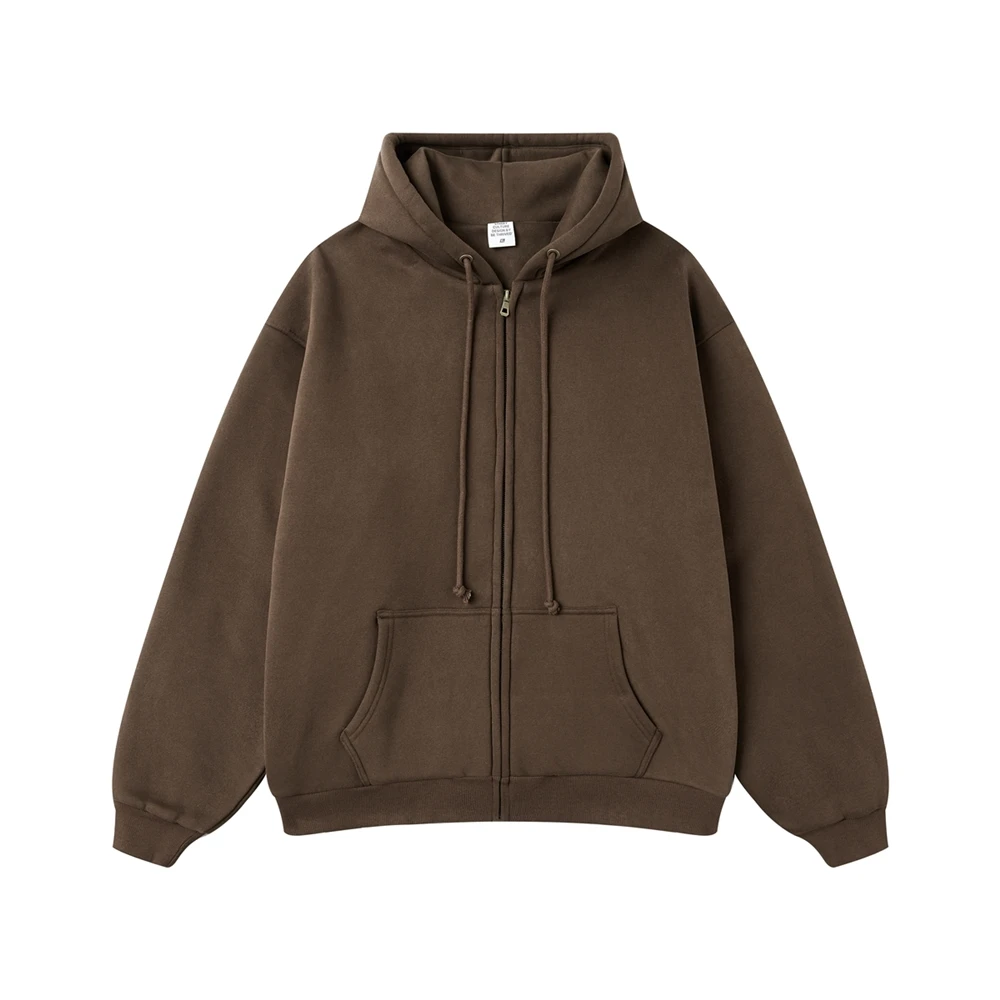 heavy weight 380g blank high quality hoodies wholesale zip up hoodie with cotton lining zip up jacket cardigan for Men