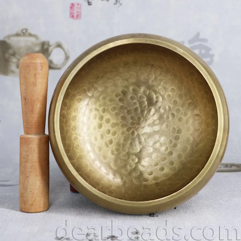 New Nepal Handmade Himalaya Gold Bowl Chakra Tibetan Singing Bowl and Hammered For Yoga Meditation