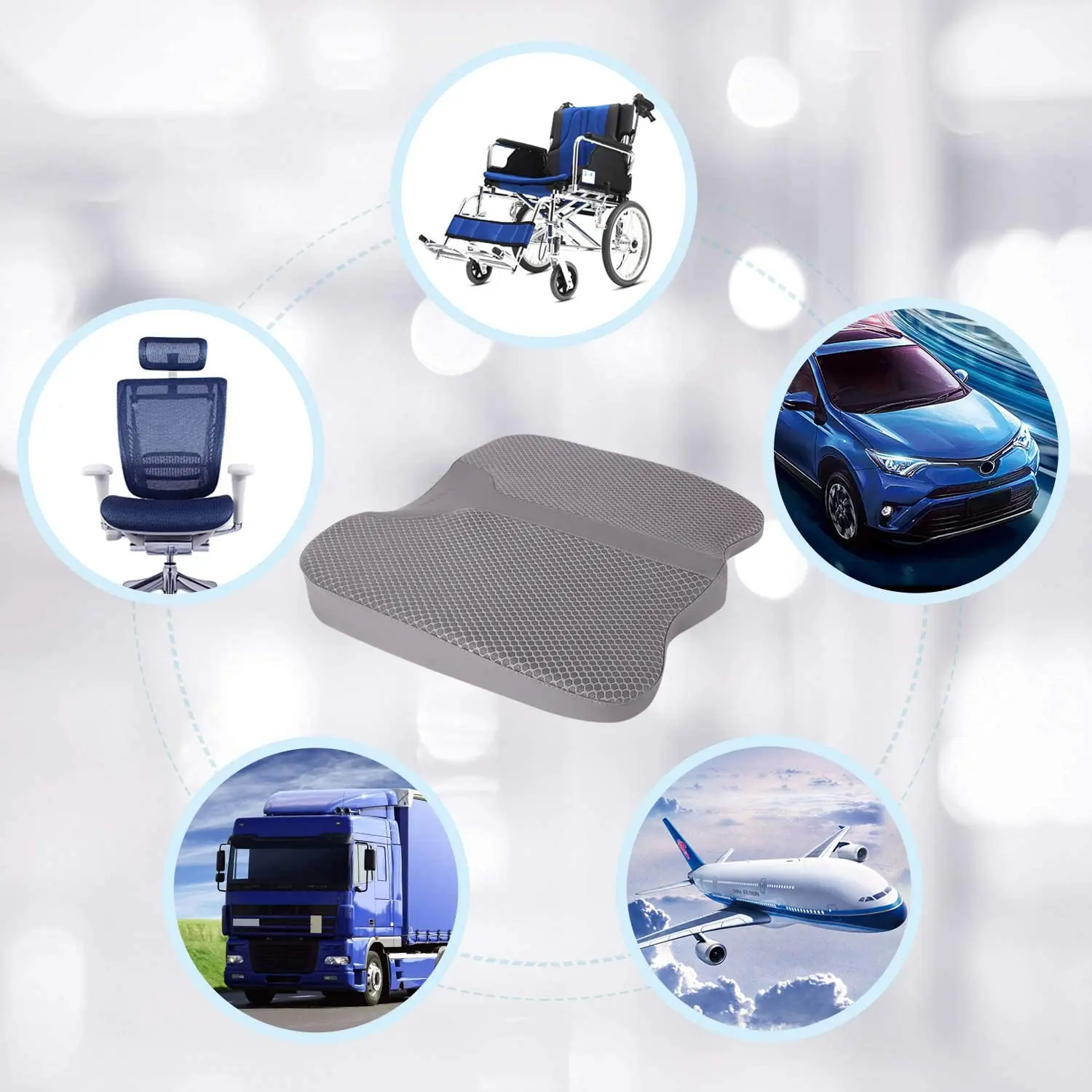 Kingworth Factory Wheelchair Pain Relief Tailbone Special Memory Foam Car Seat Cushion