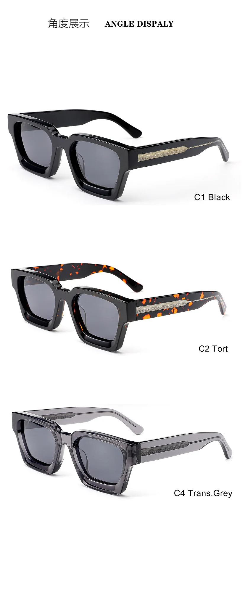 acetate thick sunglasses big frames for eye glasses square  polarized  acetate sunglasses