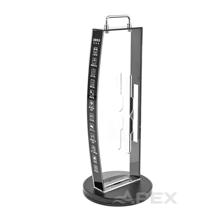 APEX Custom Logo Transparent Counter Top Acrylic Display Stand 360 Rotating Smart Door Lock Display Stand