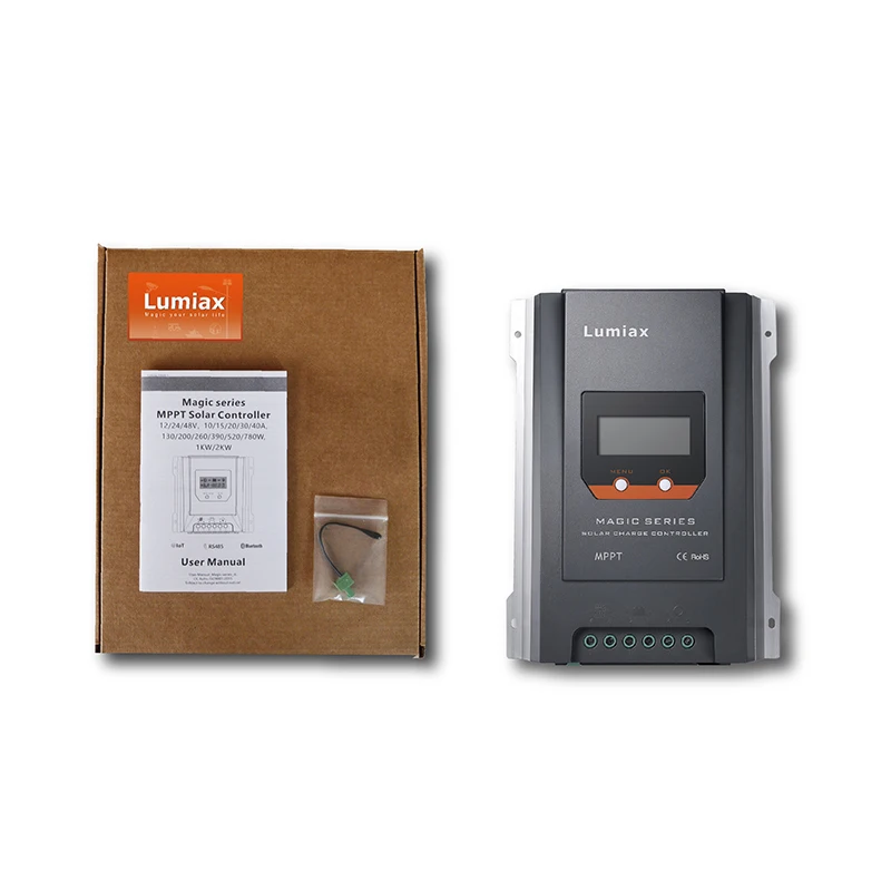 Lumiax 24v 48v 40a mppt solar charge controller for solar energy systems lcd