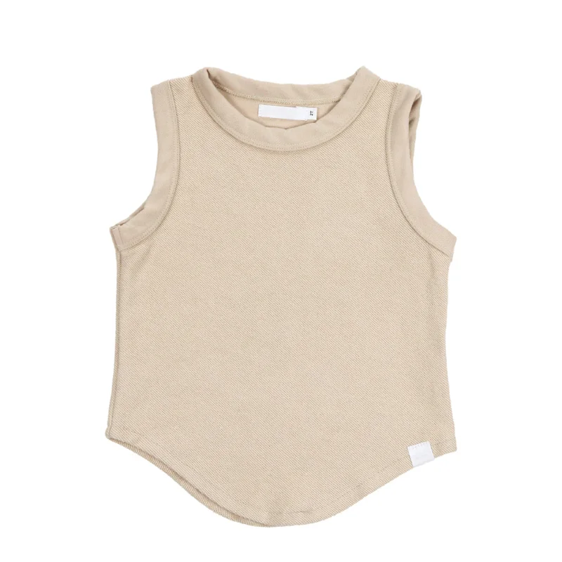 
2021 Casual Style Infant Summer Clothing Classic Solid Color Terry Baby Boys Tank Tops 